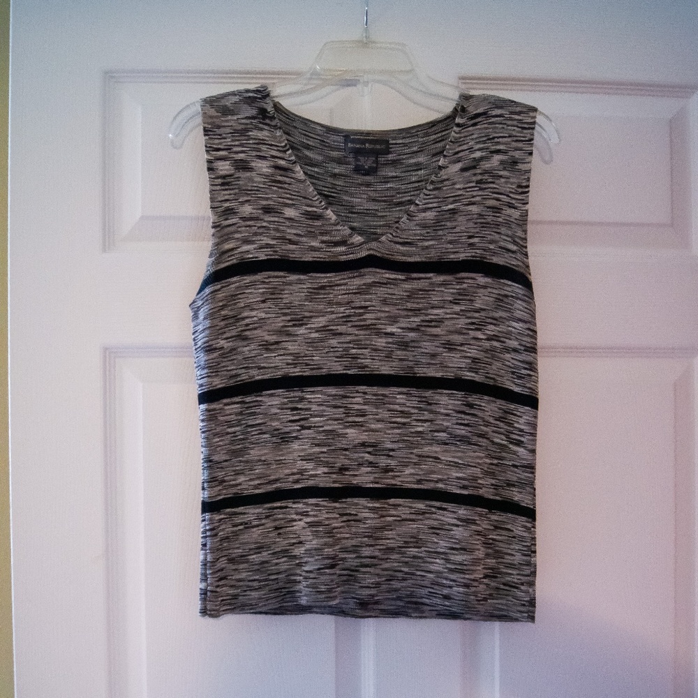 BR Marled Stripe Sleeveless Silk Sweater